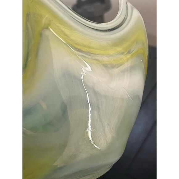 Vtg Art Glass Sooner Murano Style Swan Scalloped 6 Prong Small Beak Hand Blown - Picture 16 of 16